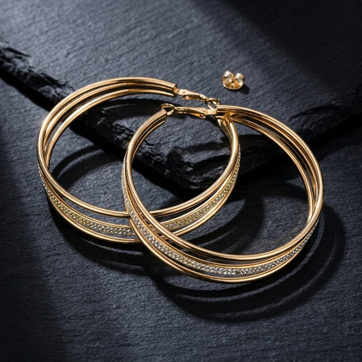 Melody™ | Retro Gold Hoop Earrings with Sparkle