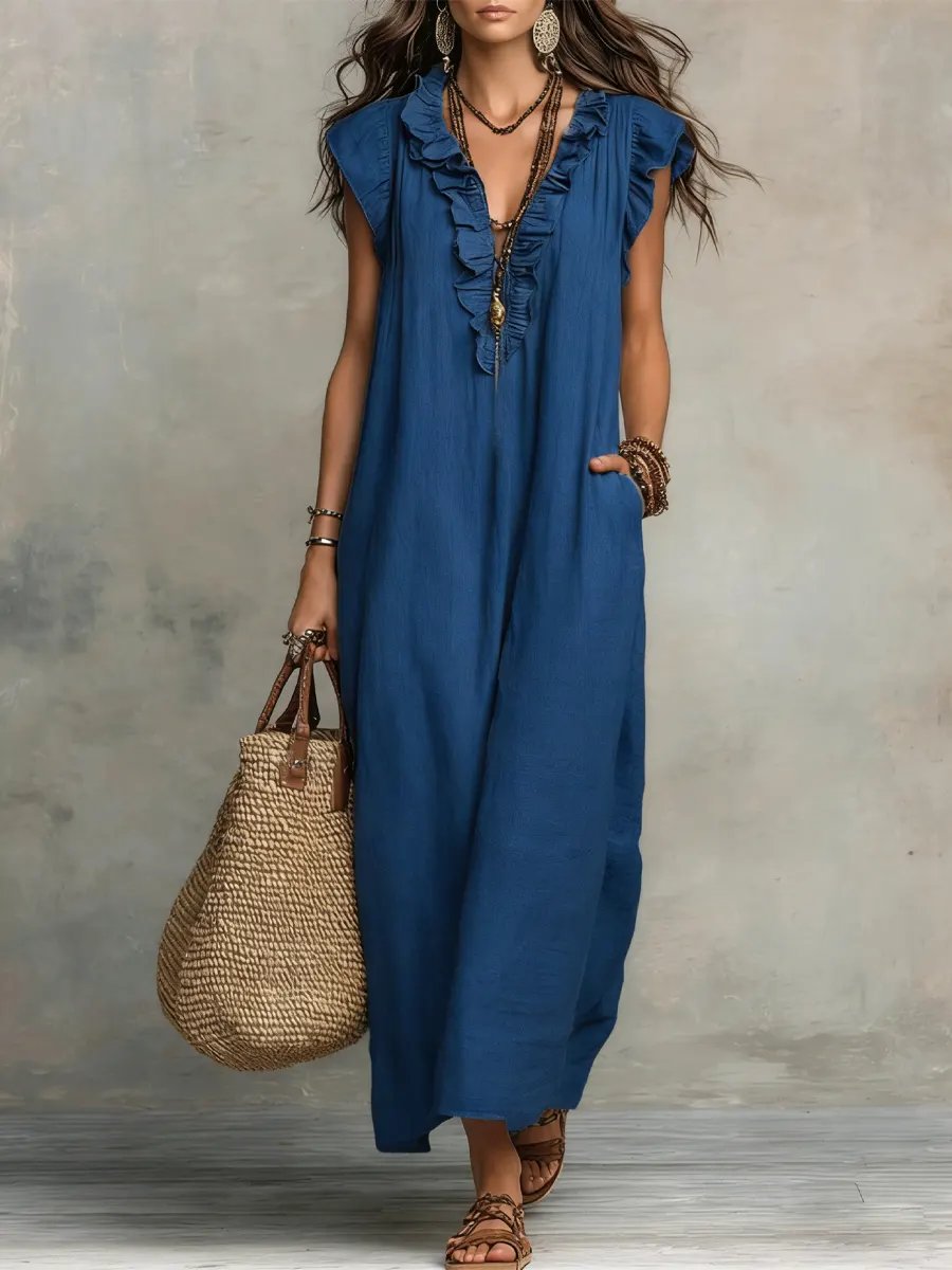 Sage™ | Flowing Ruffle Detail Maxi Dress