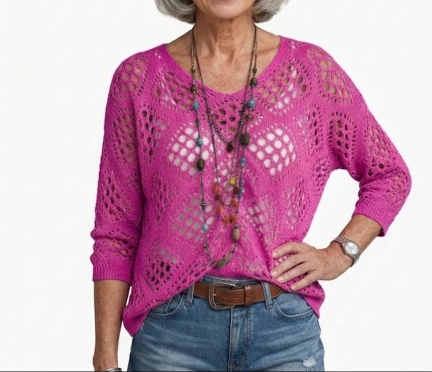 Hazel™ | Crochet V-Neck Open-Knit Top