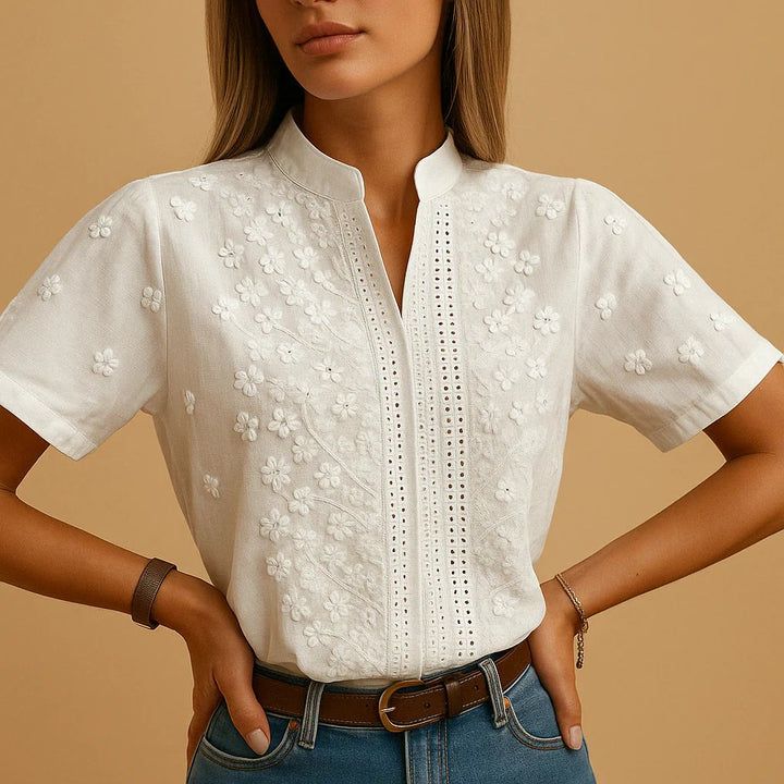 Sadie™ | Button Front Breathable Work Blouse