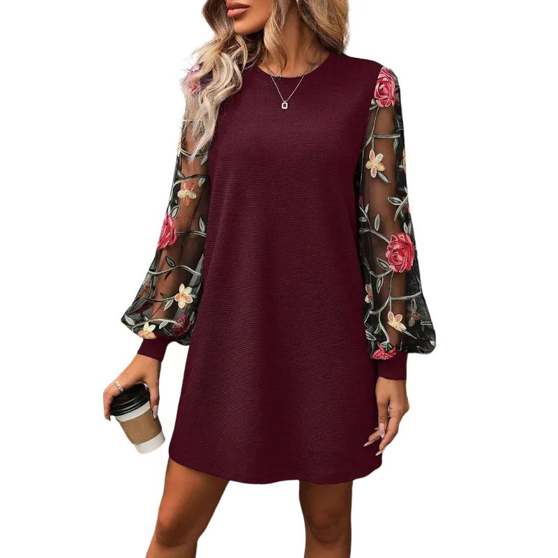 Zoe™ | Floral Embroidered Bishop Sleeve Dress