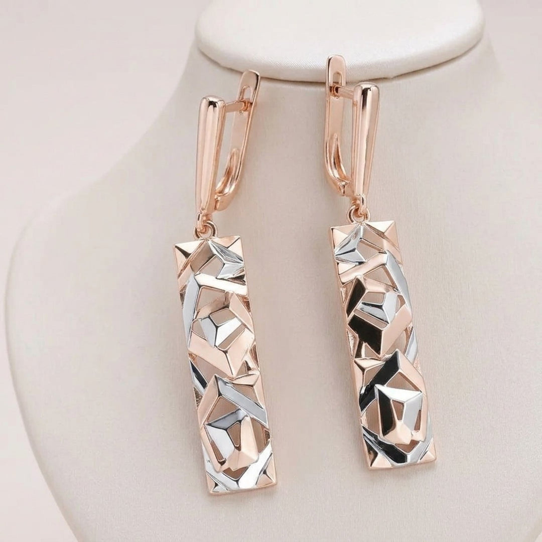 Angelina™ | Geometric Metallic Dangle Earrings