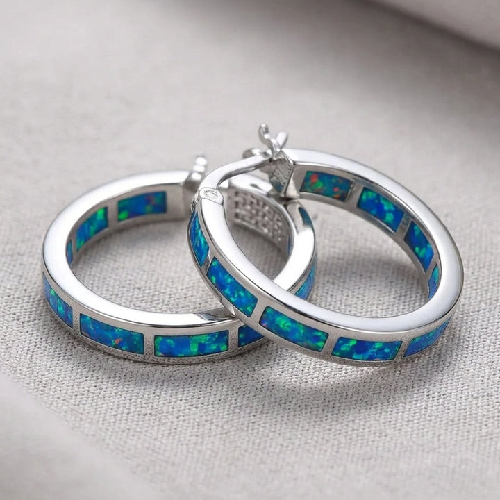 Callie™ | Chic Hoop Earrings with Fire Opal