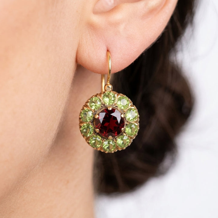 Daniella™ | Round Gemstone Drop Earrings