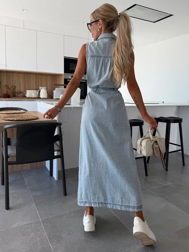 Iris™ | Button-Front Sleeveless Maxi Dress