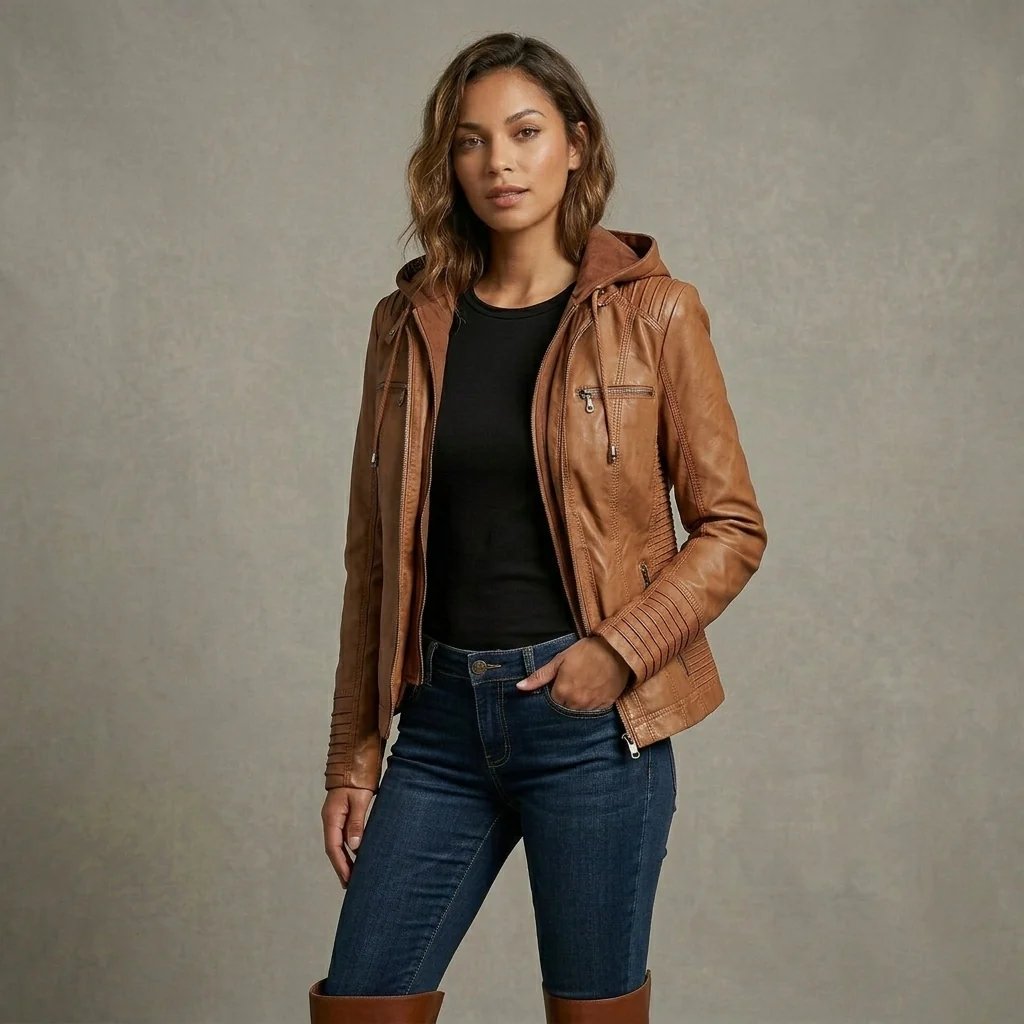 Brielle™ | Vegan Leather Fitted Spring Jacket