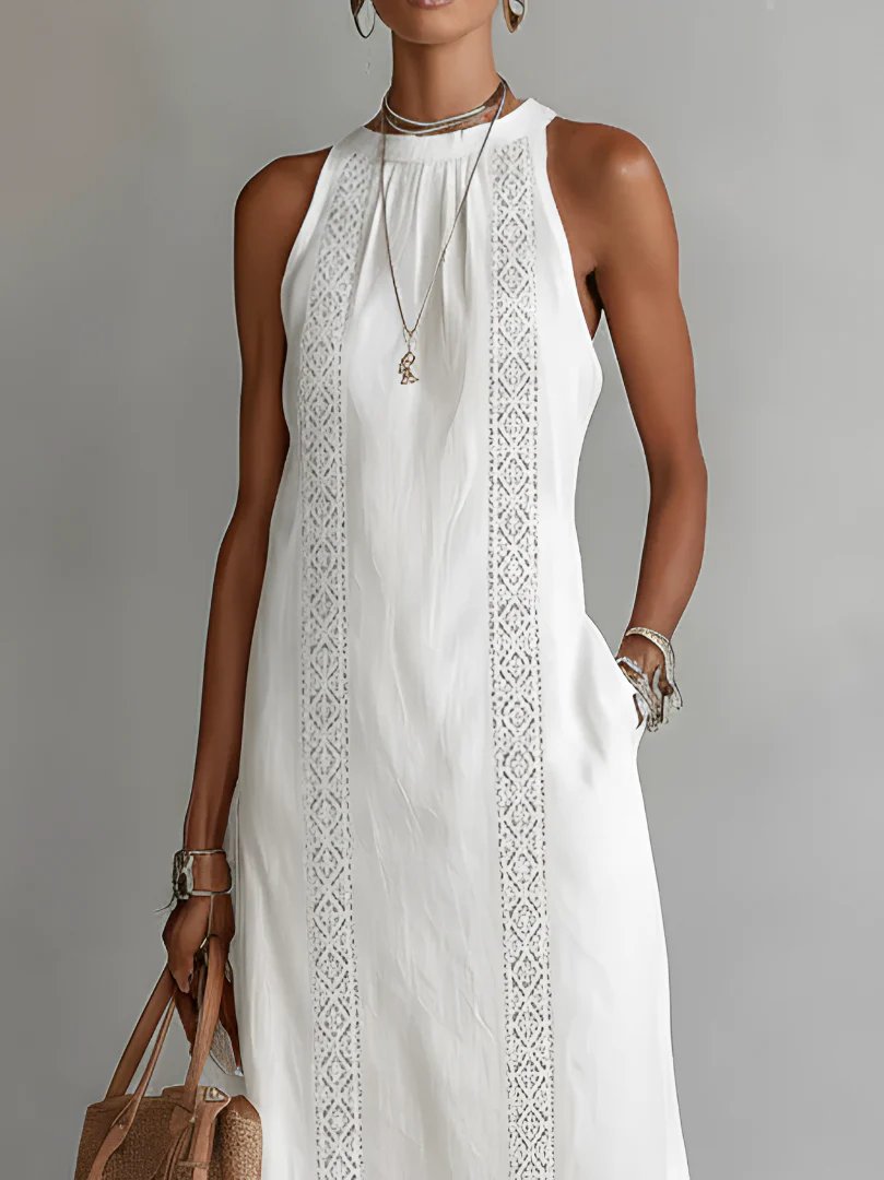 Alana™ | Flowy Midi Dress with High Neck