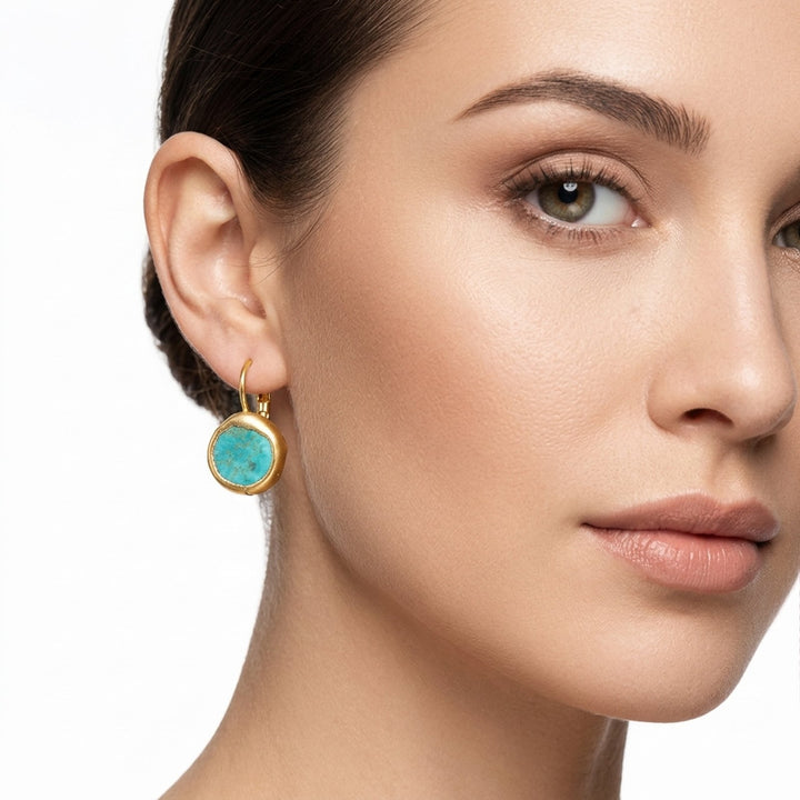 Alicia™ | Elegant Gold Earrings with Turquoise Stone