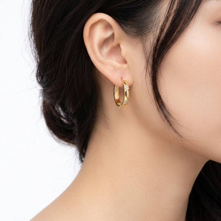 Teagan™ | Elegant Hoop Ring with Floral Accent