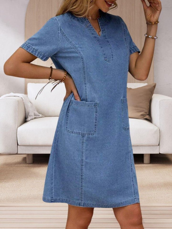 Naomi™ | V-Neck Denim Summer Dress