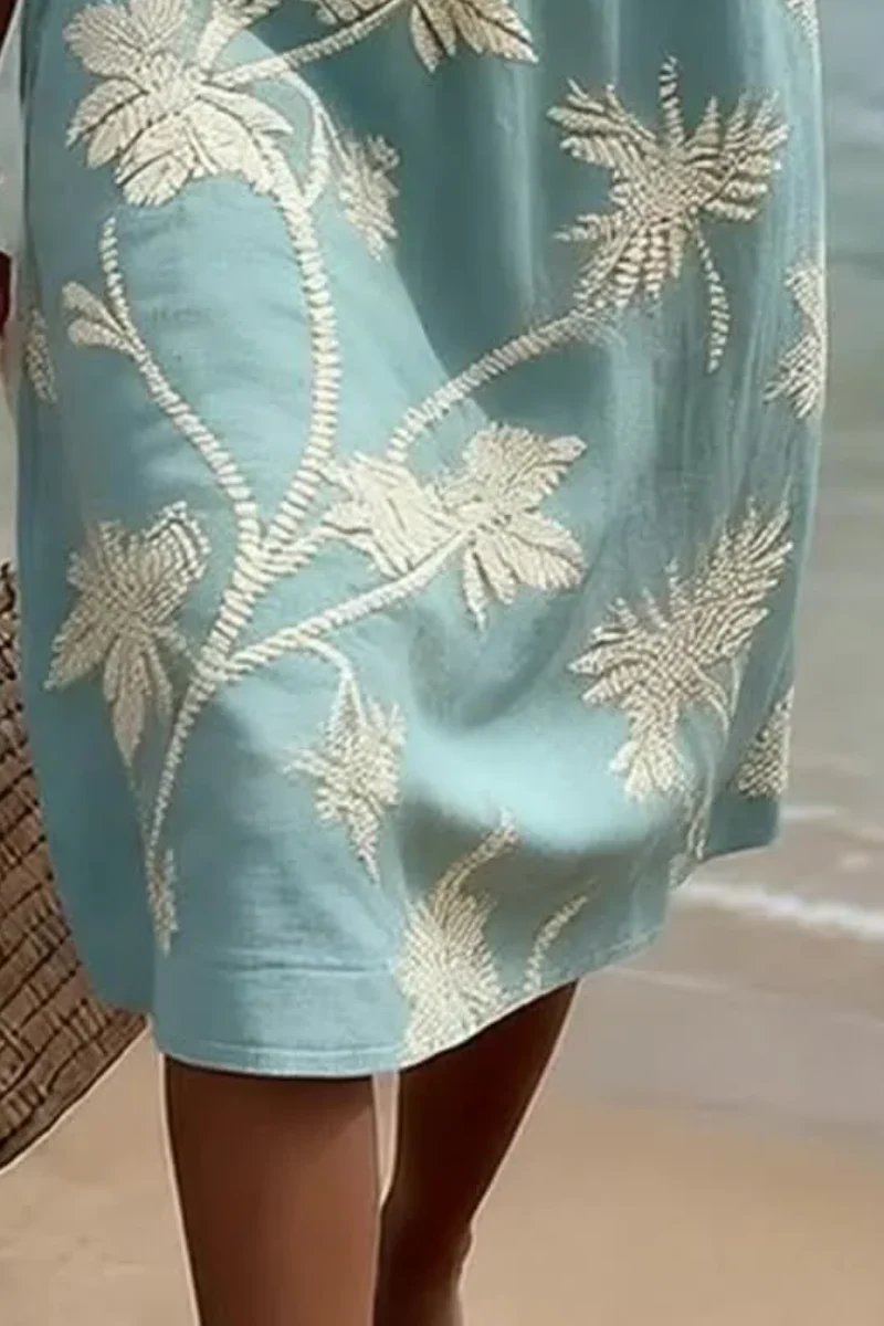 Riley™ | Embroidered Botanical Midi Dress