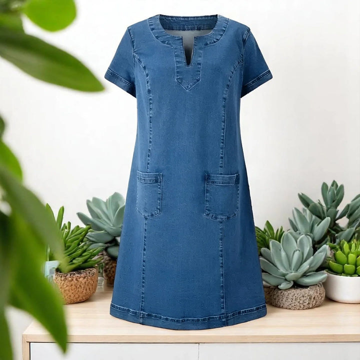Athena™ | Front Pocket Soft Denim Dress