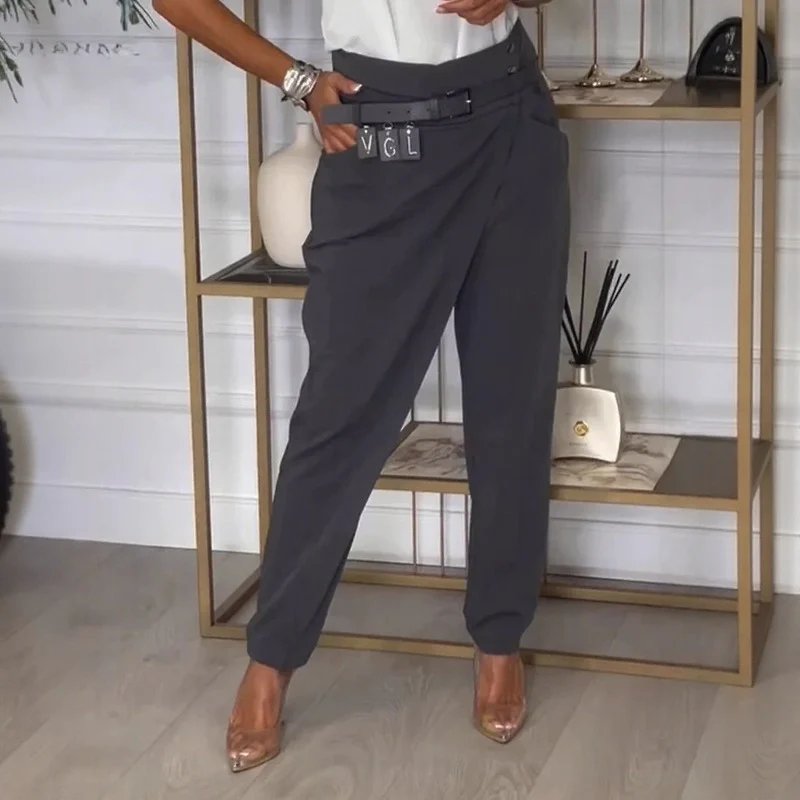 Hailey™ | High Waisted Asymmetric Belt Trousers