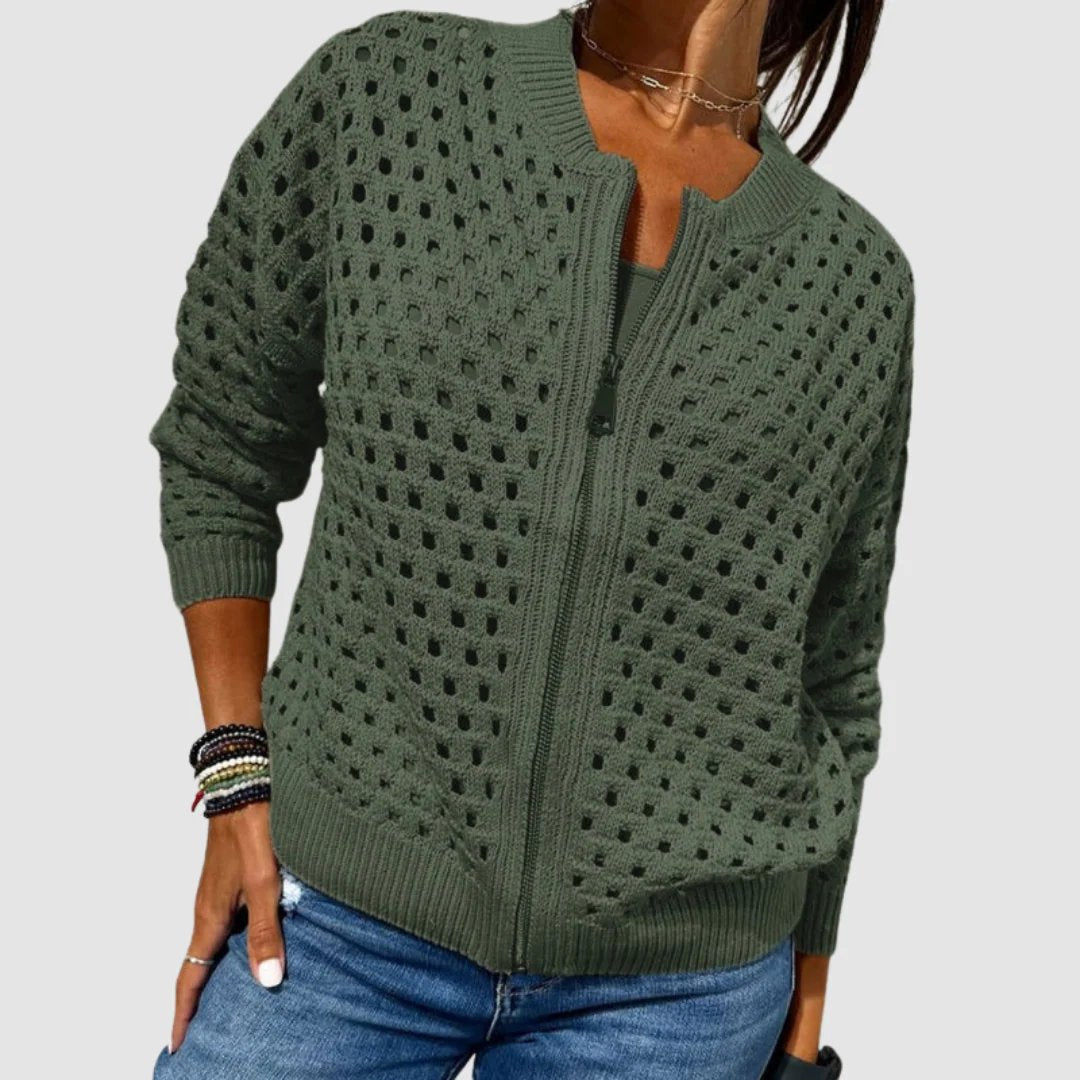 Evelyn™ | Breathable Cutout Zipper Knit Cardigan