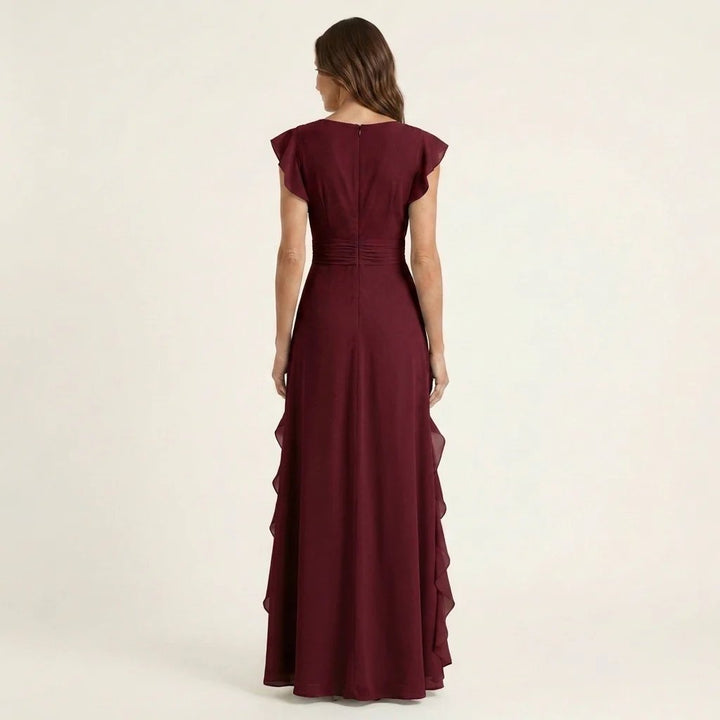 Victoria™ | Wrap V-Neck Flutter Sleeve Ruffle Maxi Dress