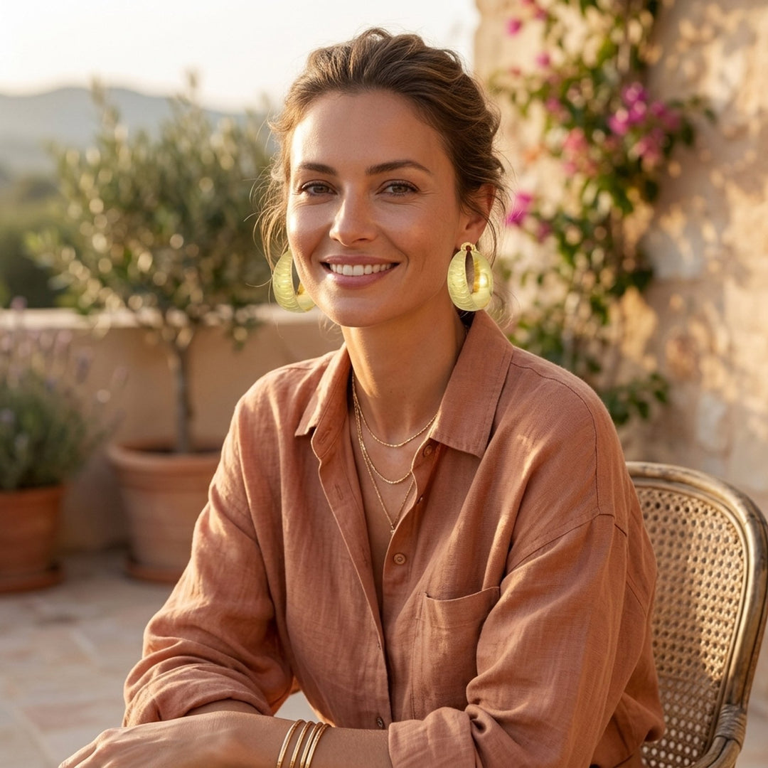 Lila™ | Elegant Textured Gold Hoop Earrings