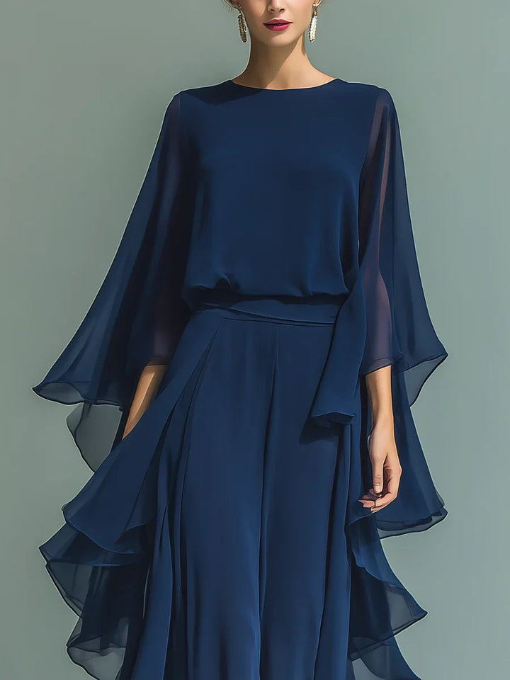Evelyn™ | Bell Sleeve Ruffle Two Piece Set