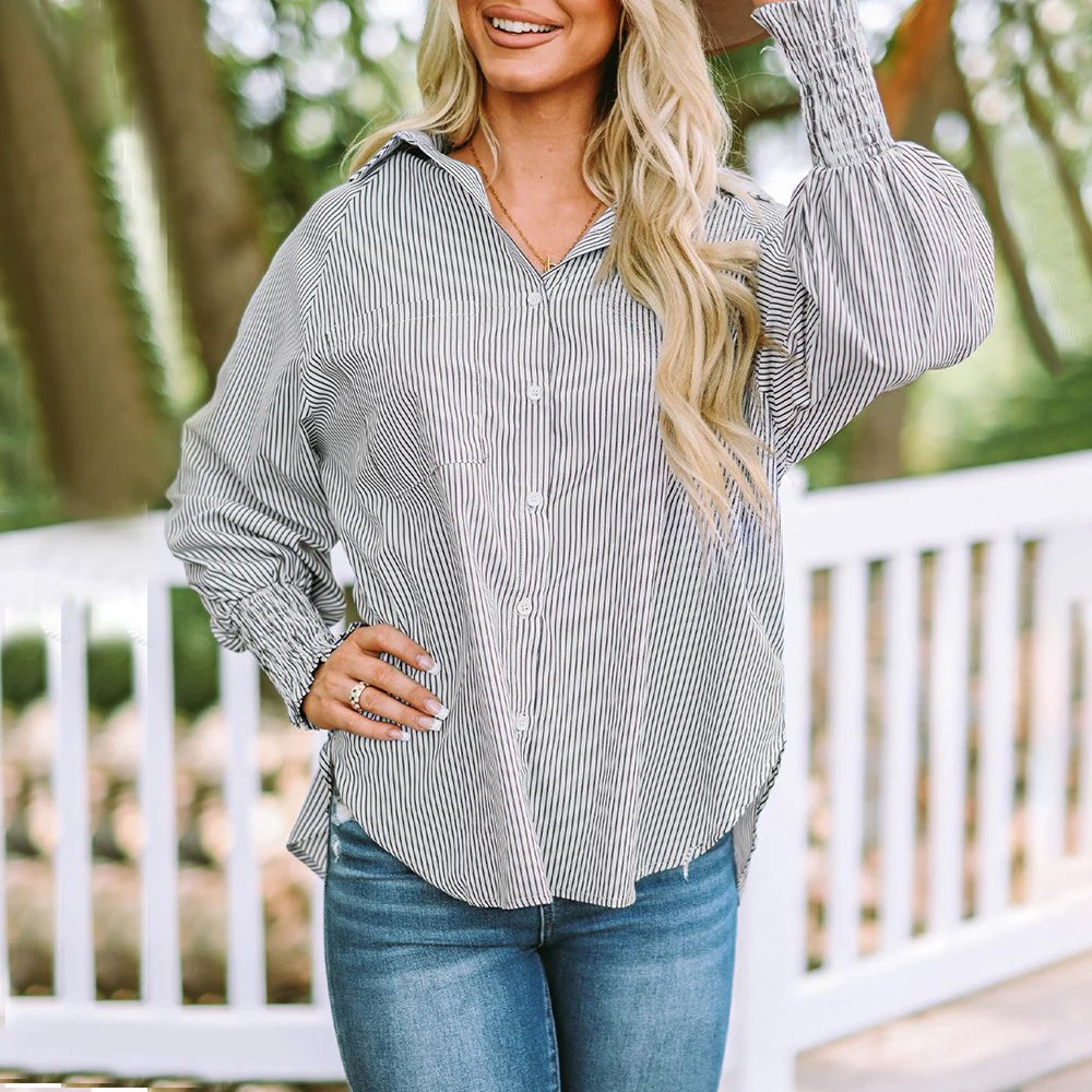 Makayla™ | Relaxed-Fit Striped Button-Up Shirt