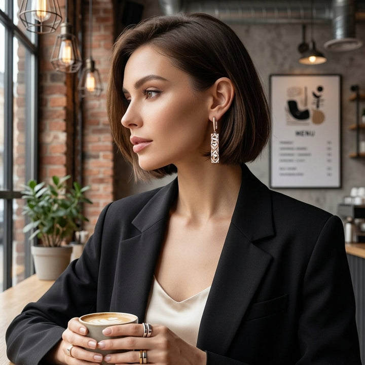 Angelina™ | Geometric Metallic Dangle Earrings