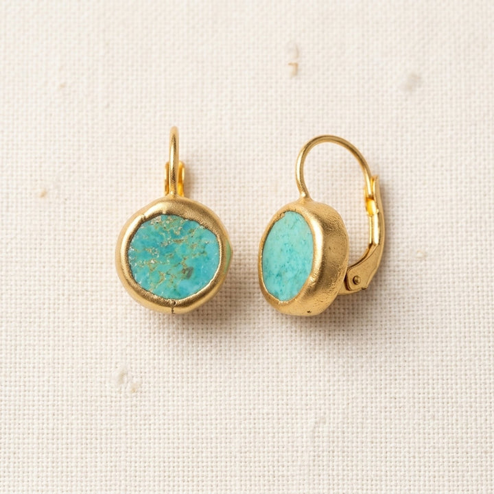 Alicia™ | Elegant Gold Earrings with Turquoise Stone