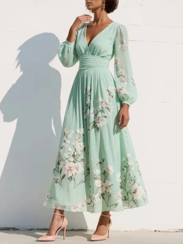 Margot™ | Floral Midi Dress with Defined Waist