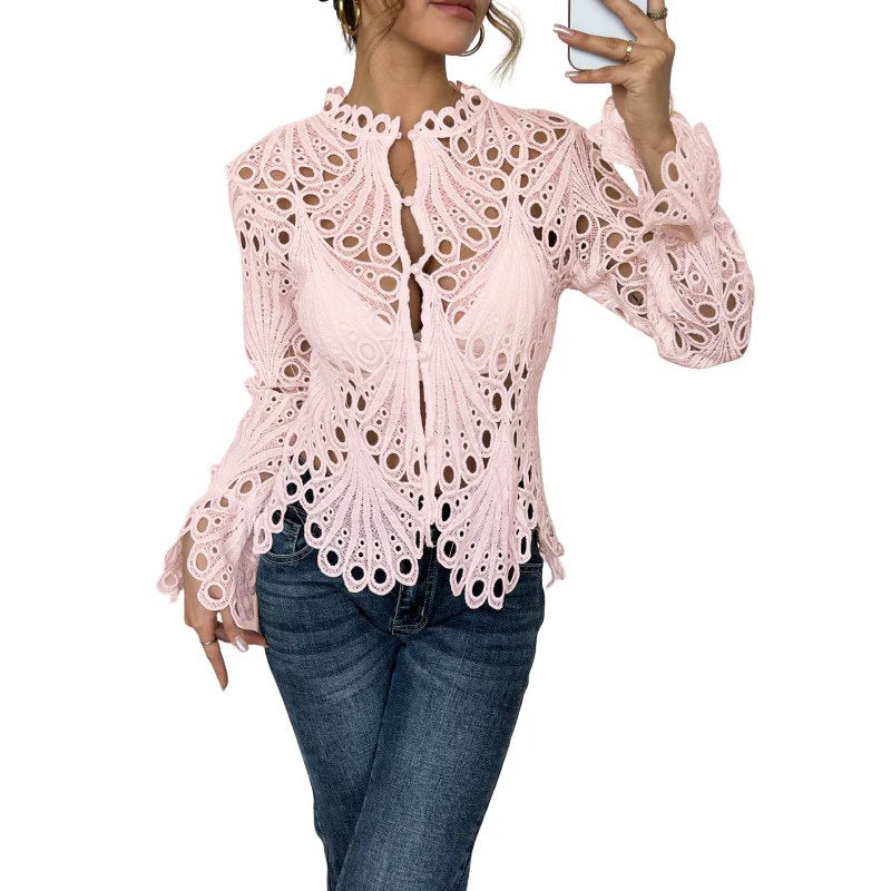 Ruby™ | Hollow Detail Long Sleeve Blouse