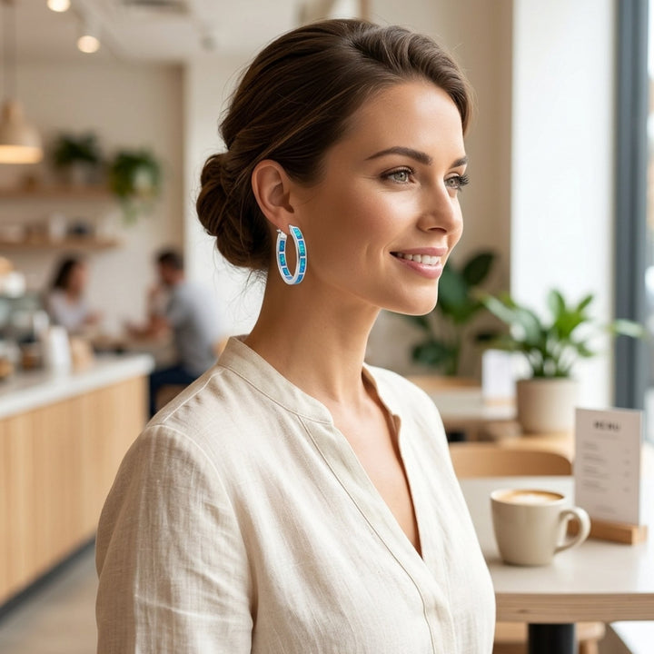 Callie™ | Chic Hoop Earrings with Fire Opal