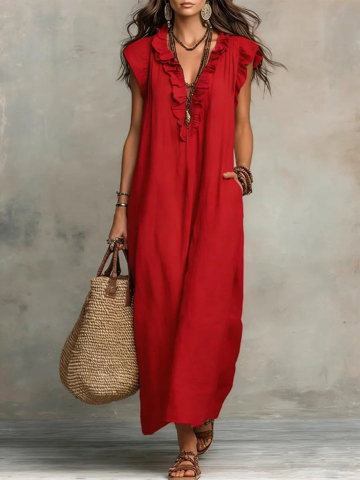 Sage™ | Flowing Ruffle Detail Maxi Dress