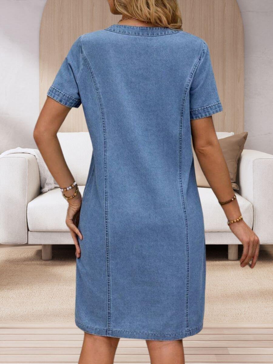 Naomi™ | V-Neck Denim Summer Dress