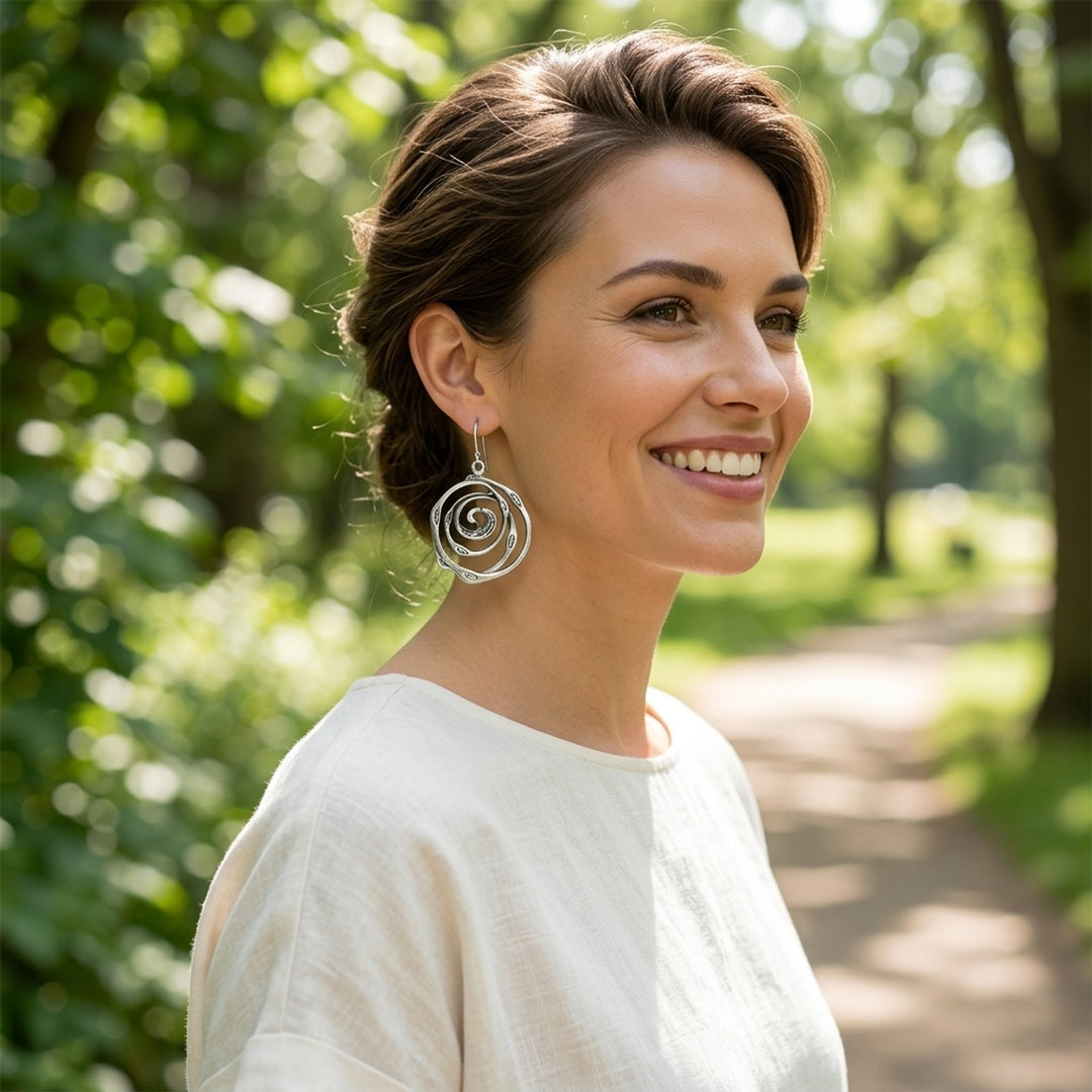 Lola™ | Spiral Design Silver Earrings