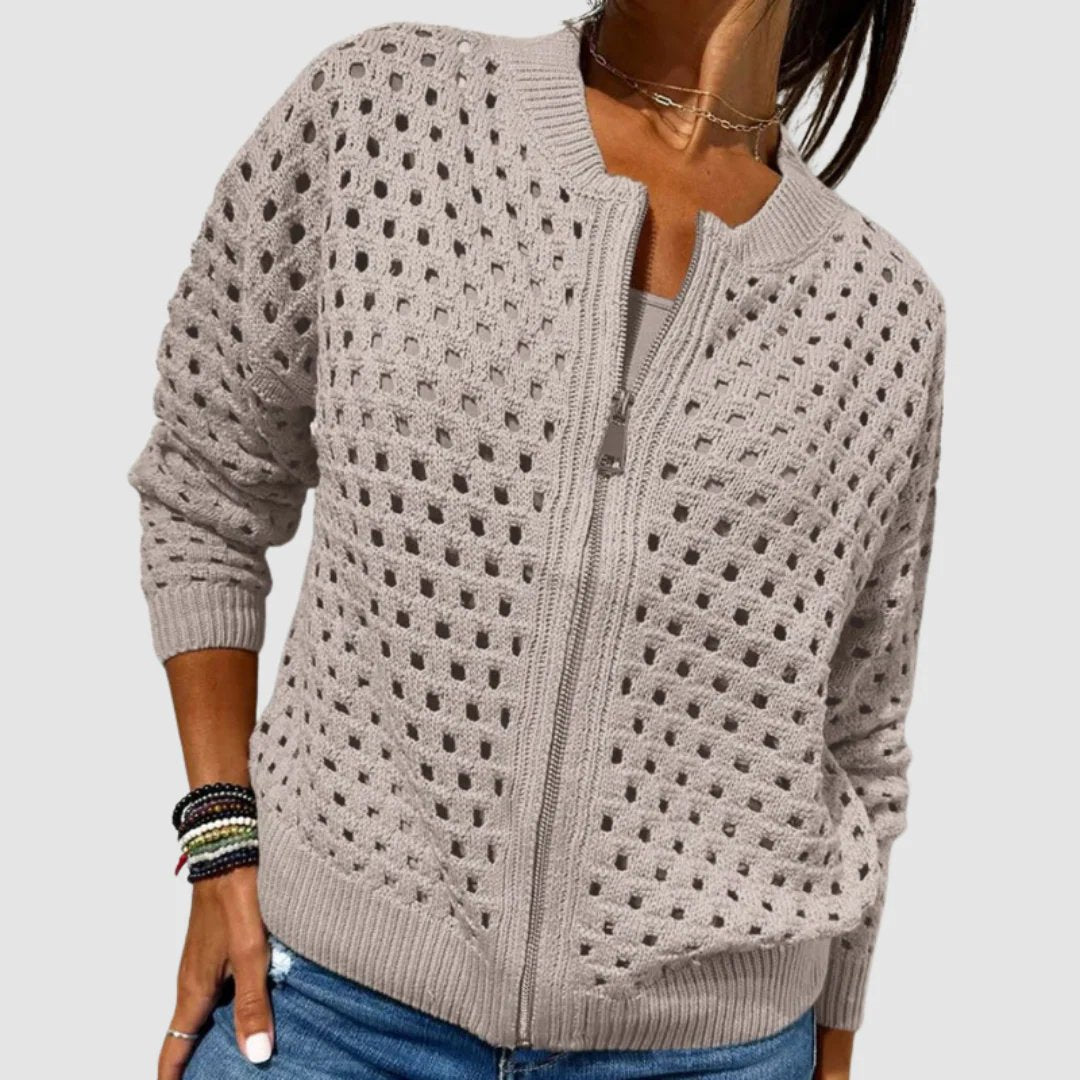 Mckenna™ | Breathable Cutout Zipper Knit Cardigan