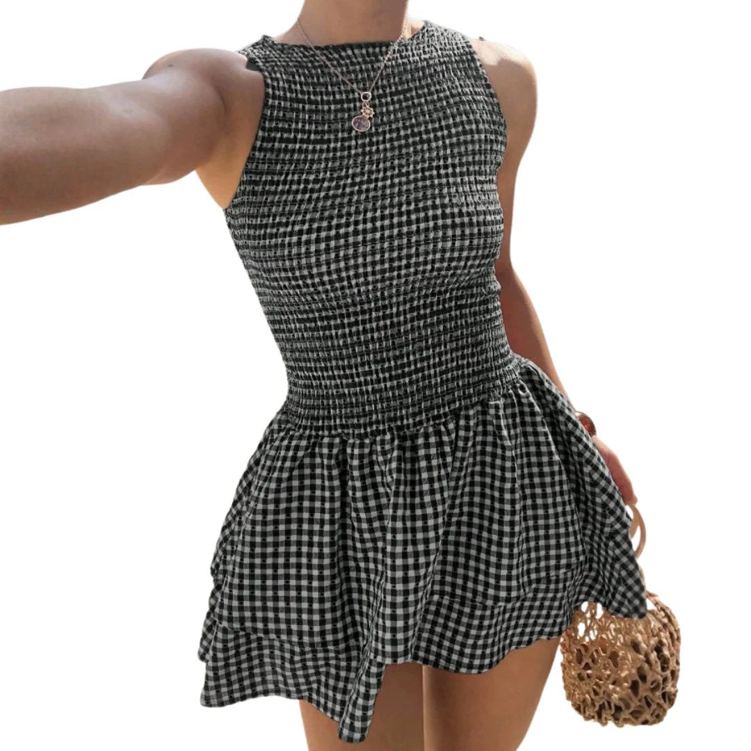 Rylee™ | Plaid Off-Shoulder Puff Sleeve Dress