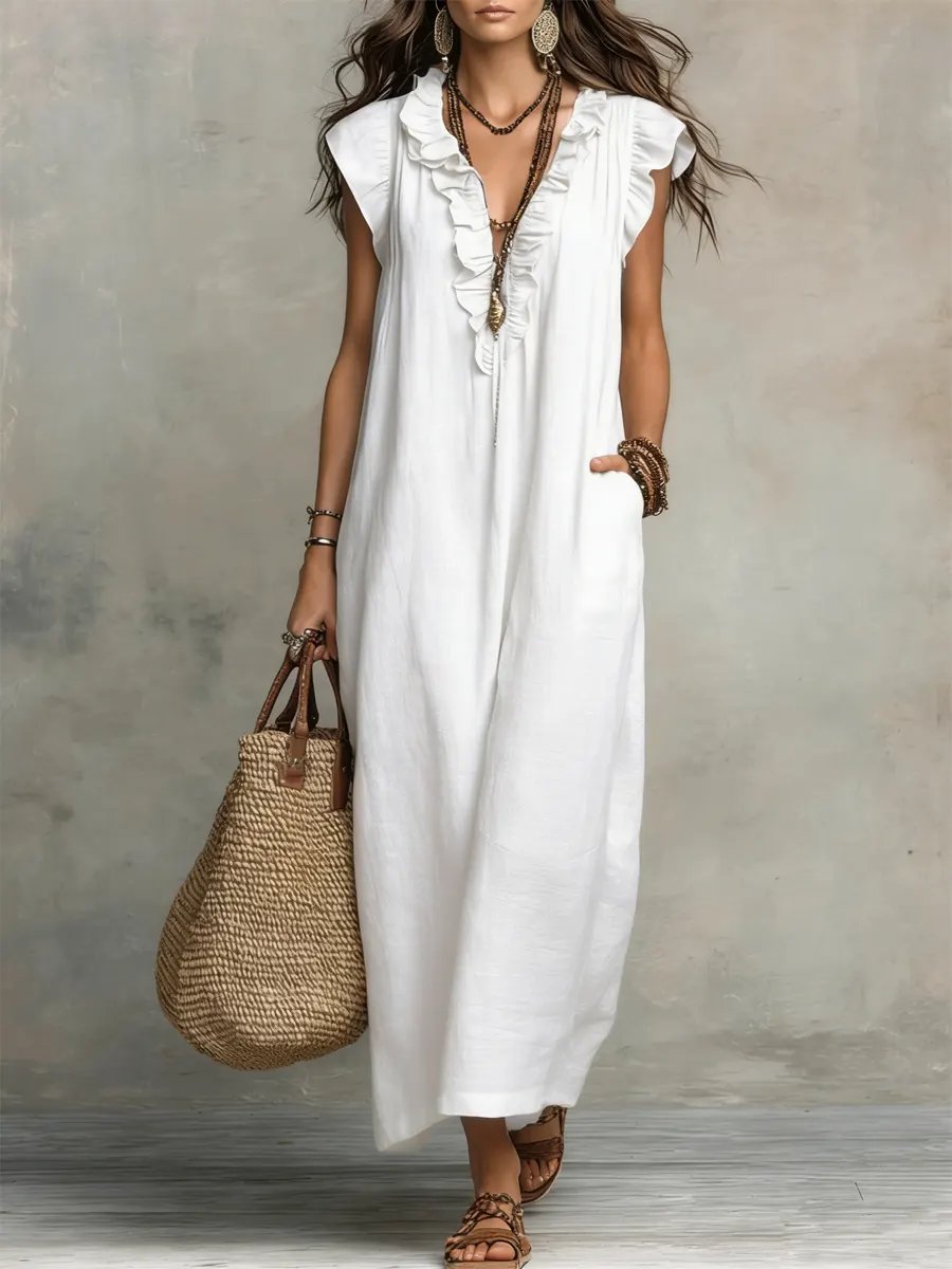 Sage™ | Flowing Ruffle Detail Maxi Dress