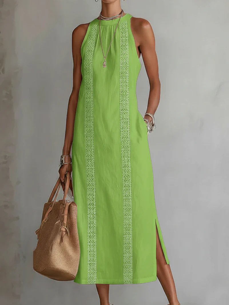 Alana™ | Flowy Midi Dress with High Neck