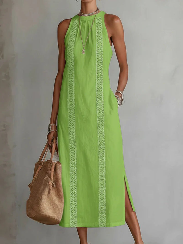 Alana™ | Flowy Midi Dress with High Neck