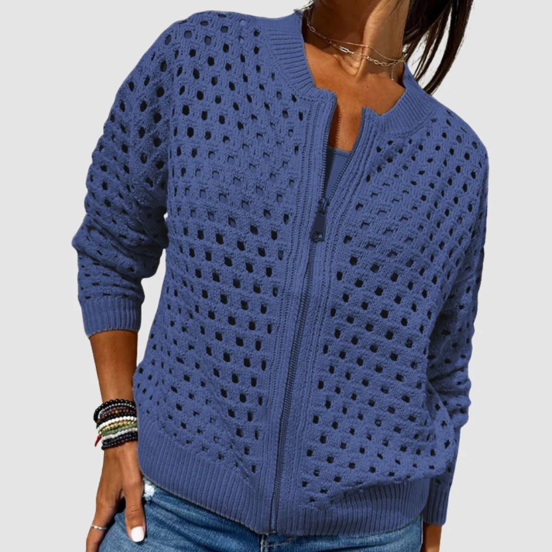 Mckenna™ | Breathable Cutout Zipper Knit Cardigan