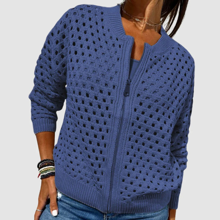 Mckenna™ | Breathable Cutout Zipper Knit Cardigan