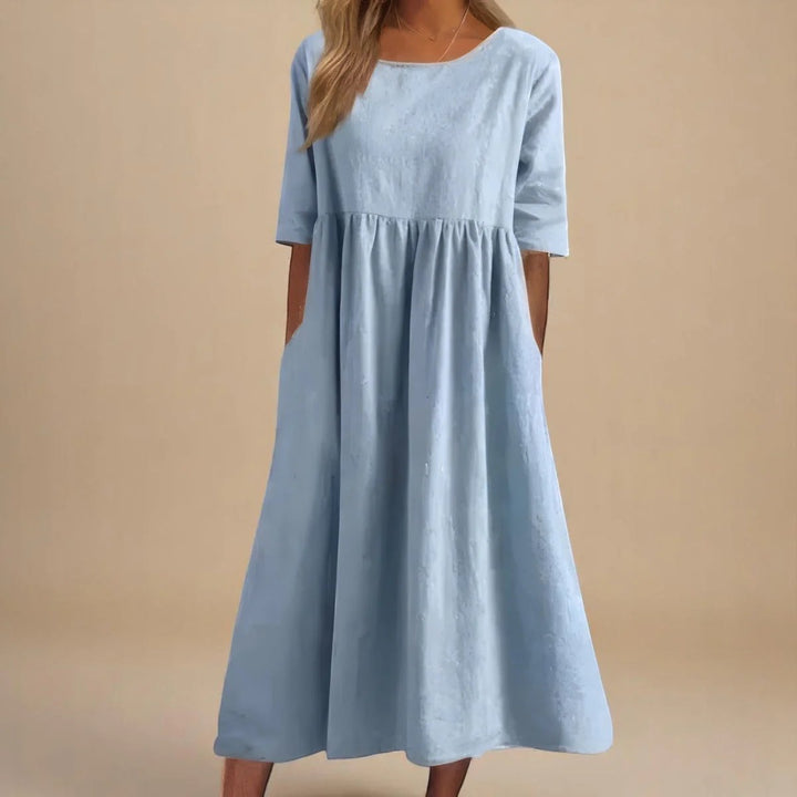 Gia™ | Relaxed Round Neck Mid Sleeve Dress