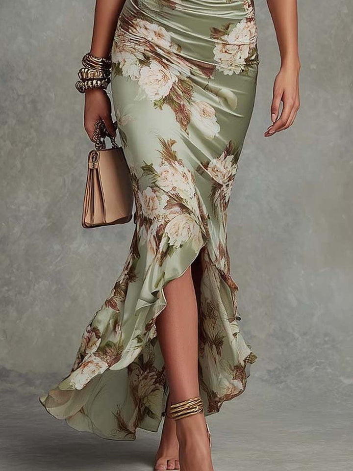 Liliana™ | Deep V-Neck Ruched Floral Dress