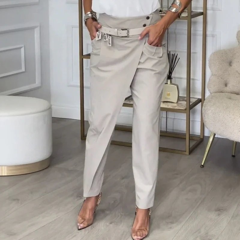 Hailey™ | High Waisted Asymmetric Belt Trousers