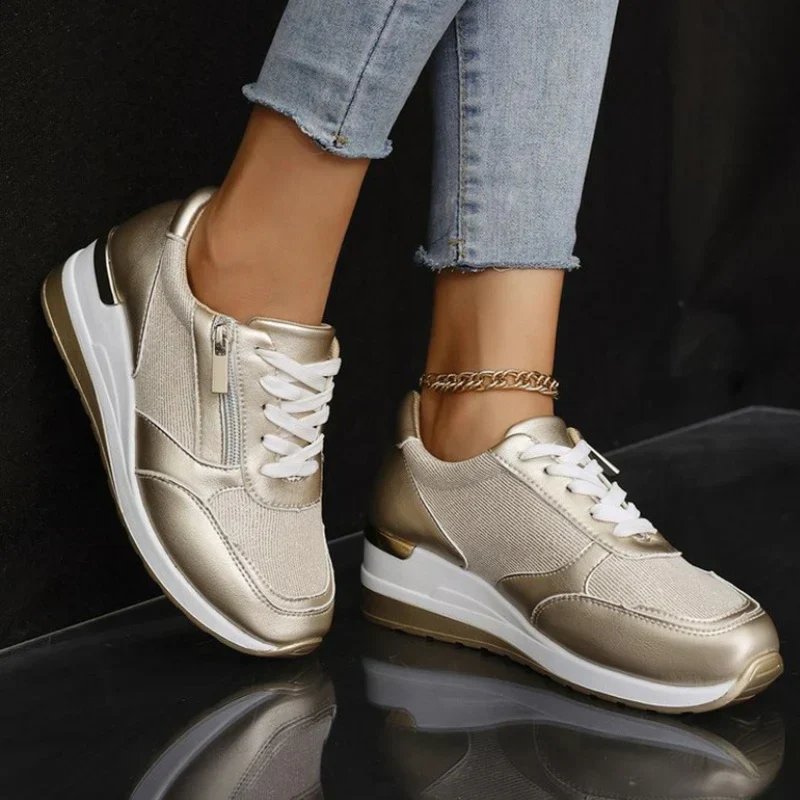 Ellie™ | Orthopedic Lace-Up Sneakers with Side Zip
