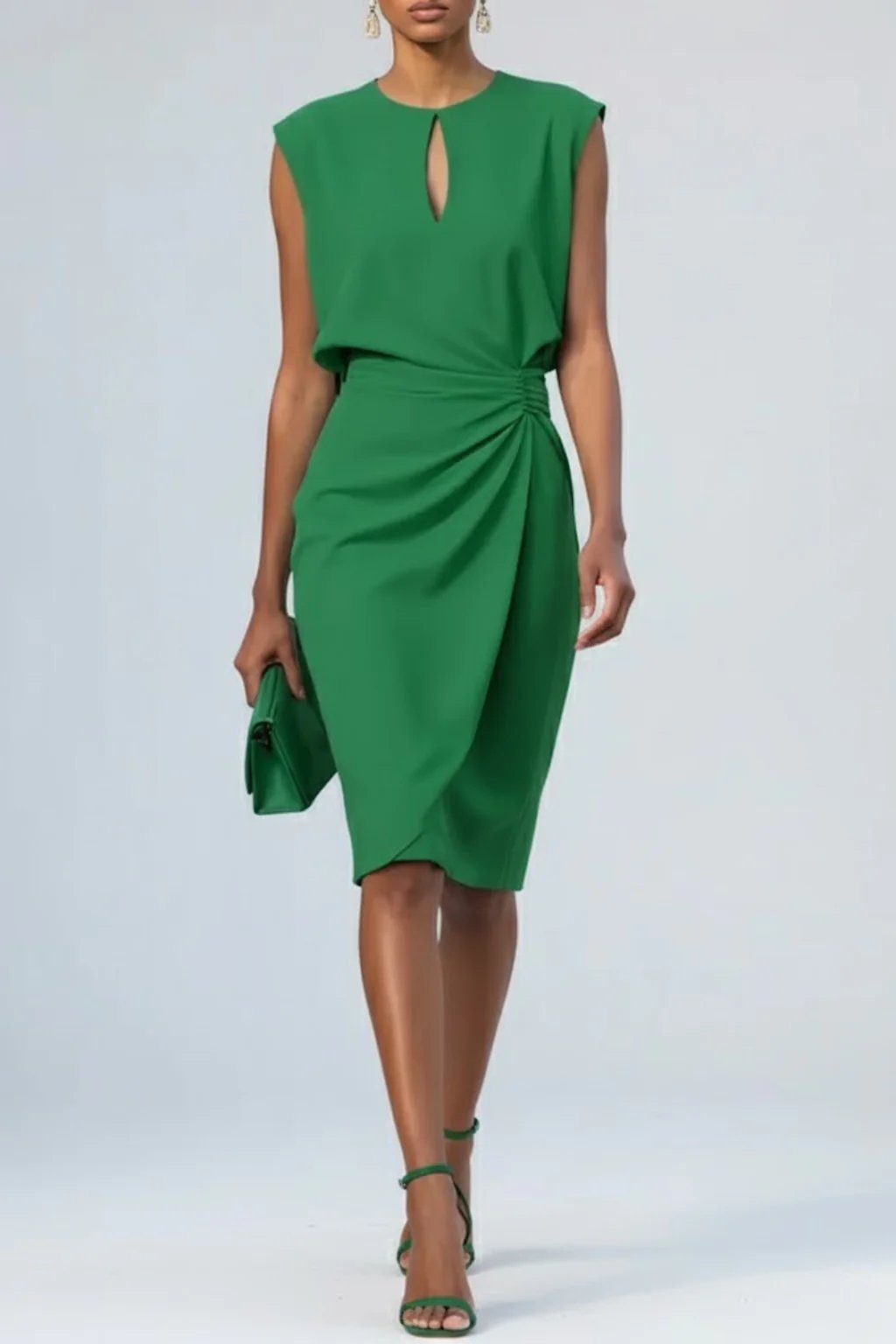 Gemma™ | Keyhole Neck Ruched Midi Dress