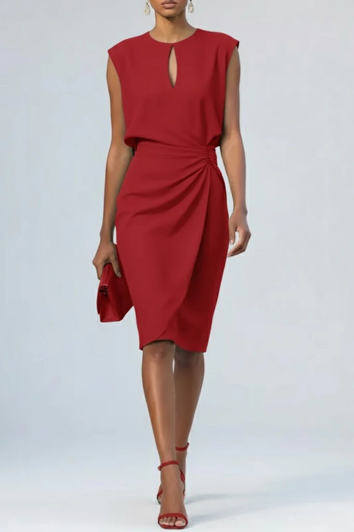 Gemma™ | Keyhole Neck Ruched Midi Dress