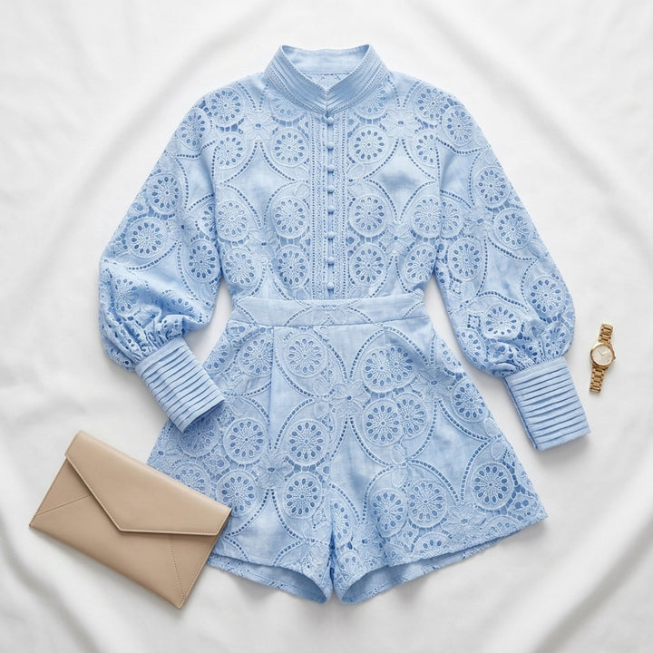 Savannah™ | Lace Trim Solid Two Piece Set