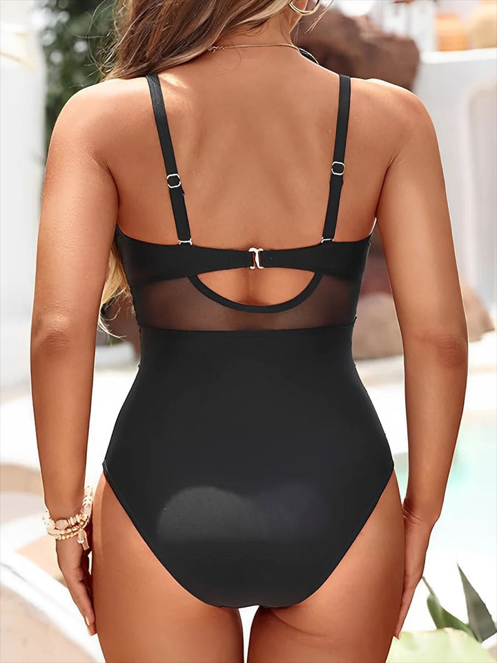 Arya™ | Sheer Panel Cross Front One Piece Swimsuit
