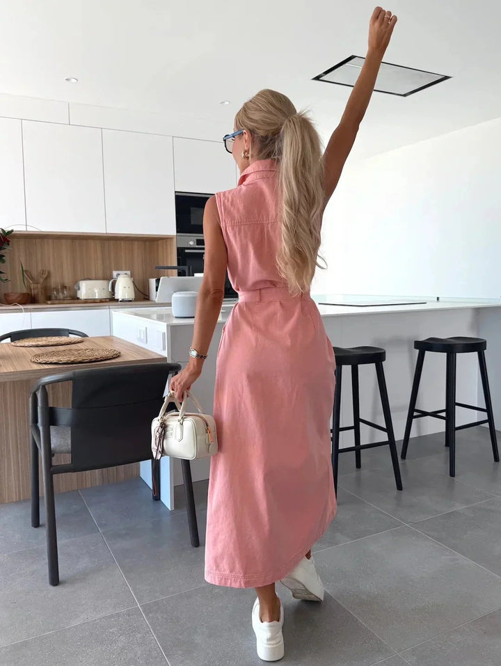 Iris™ | Button-Front Sleeveless Maxi Dress