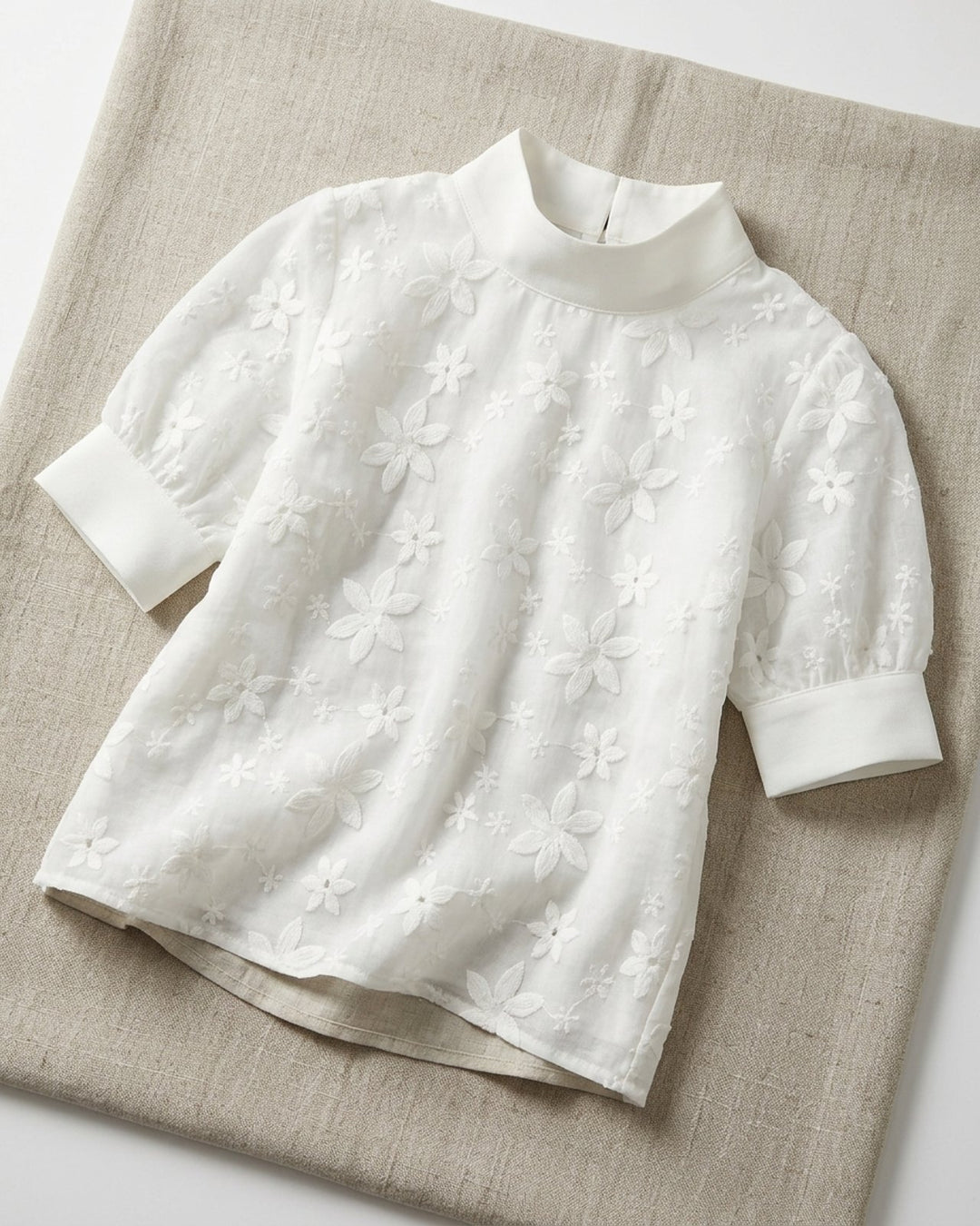 Karla™ | High Neck Embroidered Lightweight Blouse