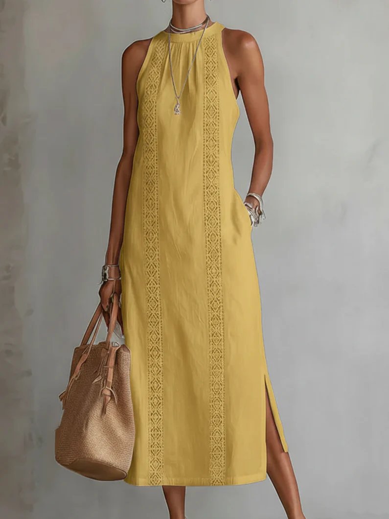 Alana™ | Flowy Midi Dress with High Neck