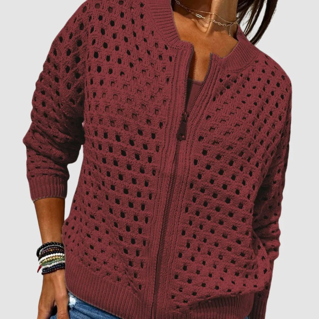 Mckenna™ | Breathable Cutout Zipper Knit Cardigan
