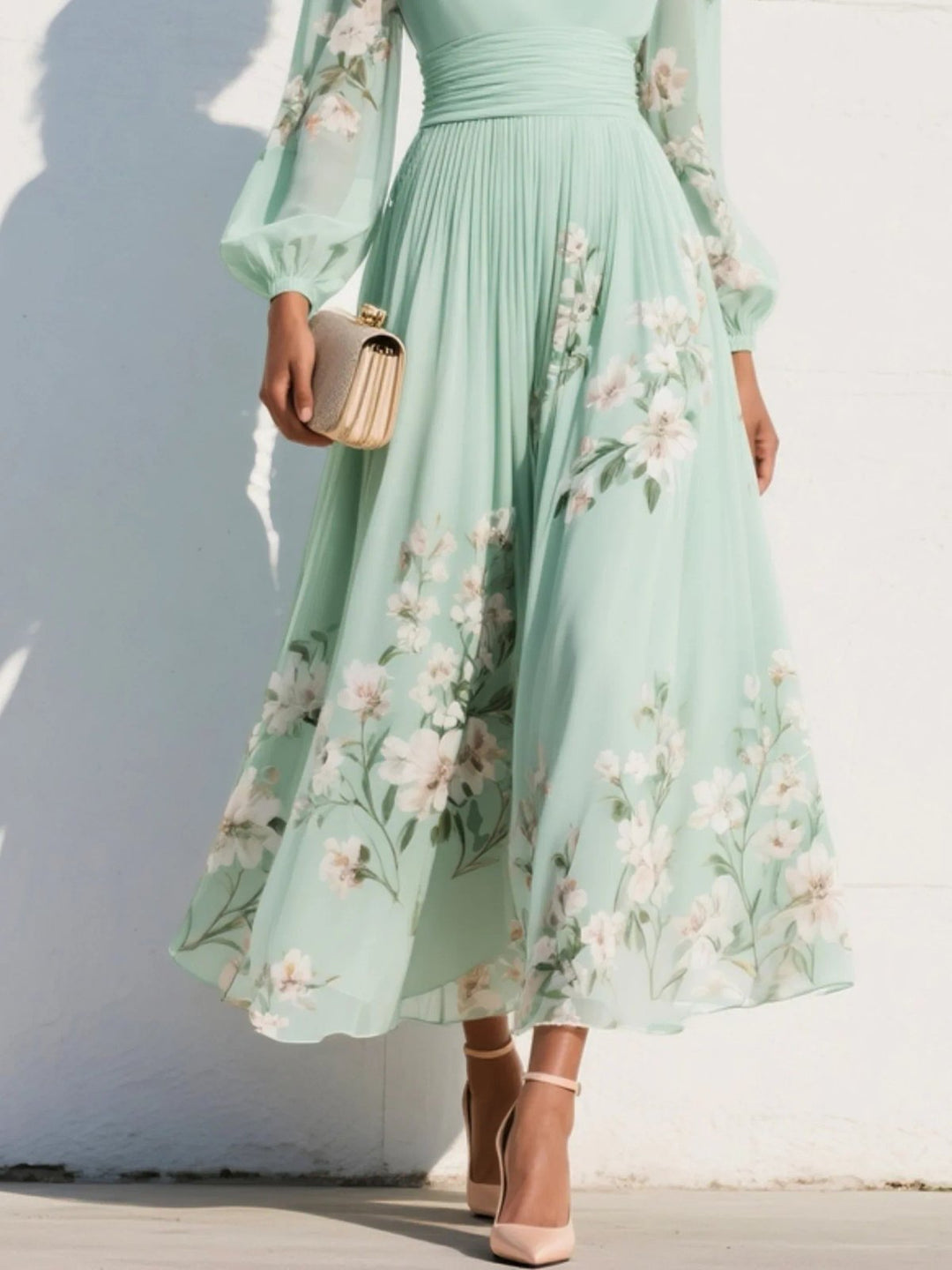 Margot™ | Floral Midi Dress with Defined Waist